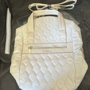 Bella Russo,brand new, 14.4” quilted cream ivory tote, backpack, shoulder bag
